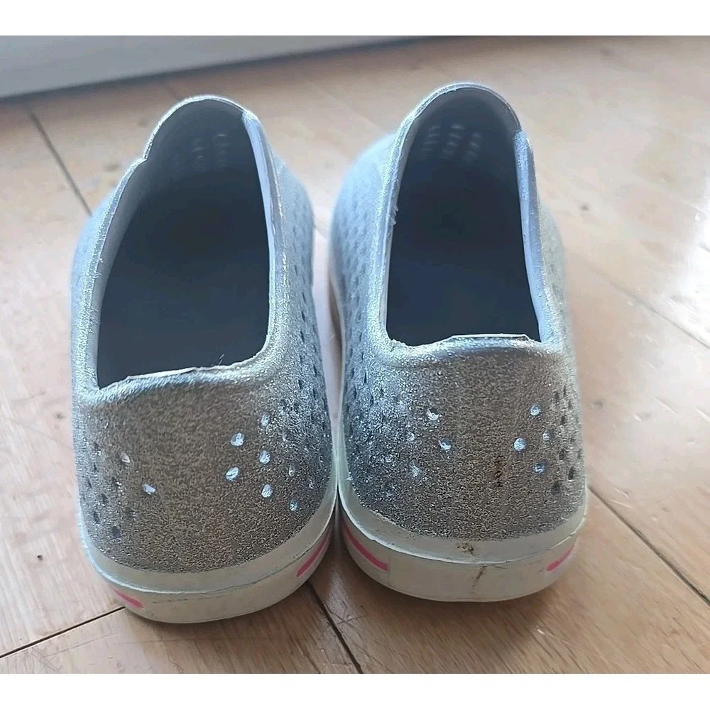 J Crew Crewcuts Bling Silver Glitter Jefferson Slip On Size 4 Native Style